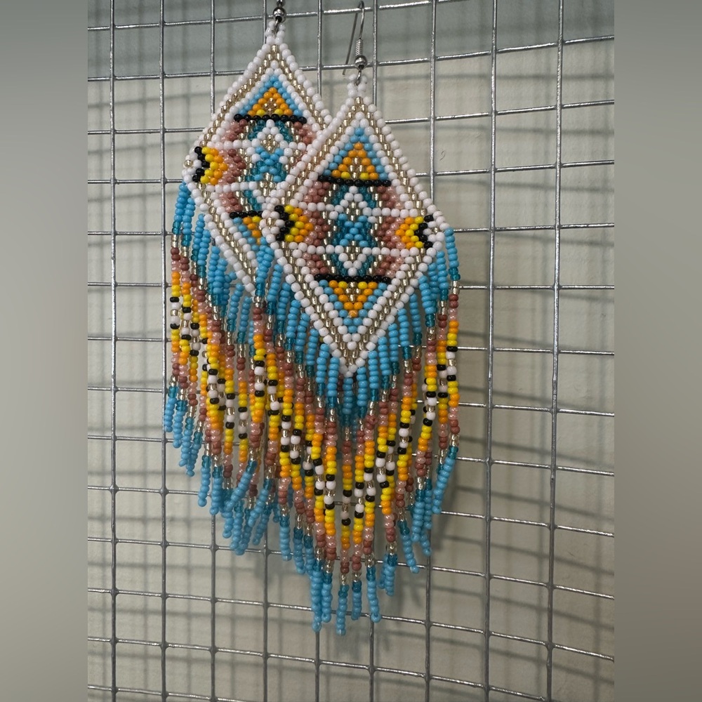 Large Handmade Seed Bead Earrings